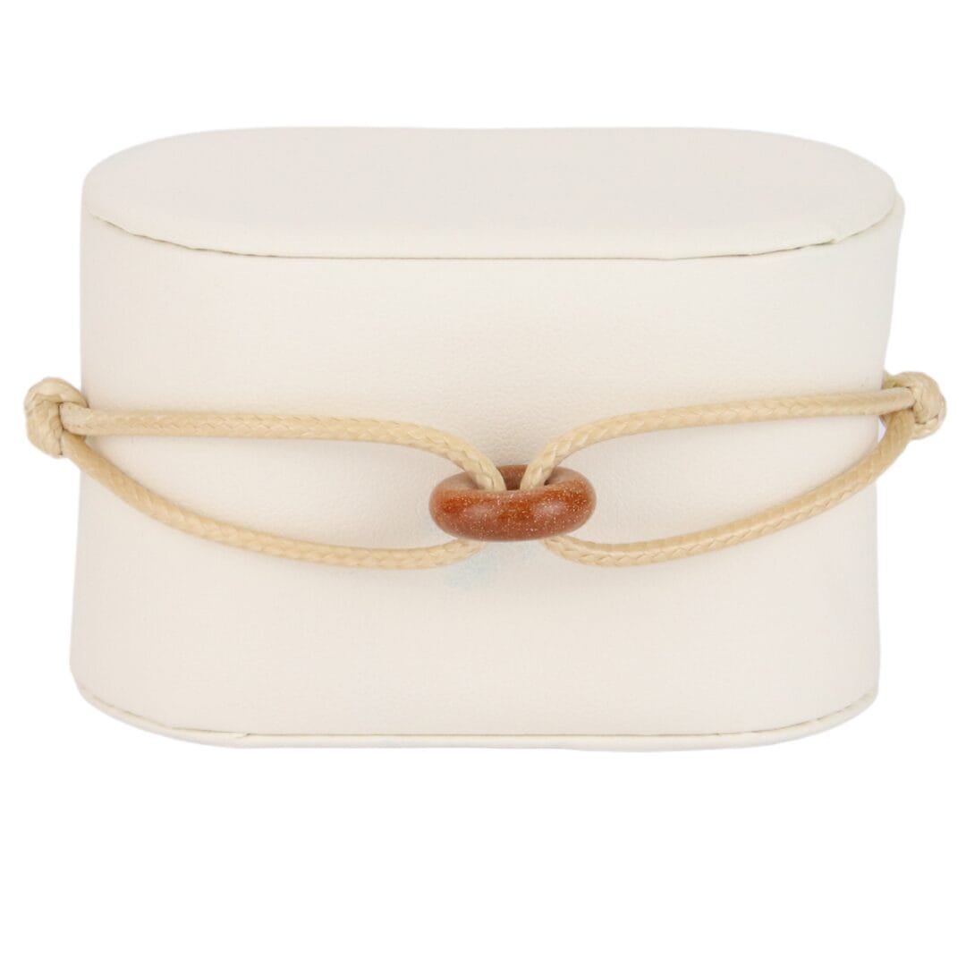 Bracelet Cordon Beige avec Anneau en Pierre Naturelle