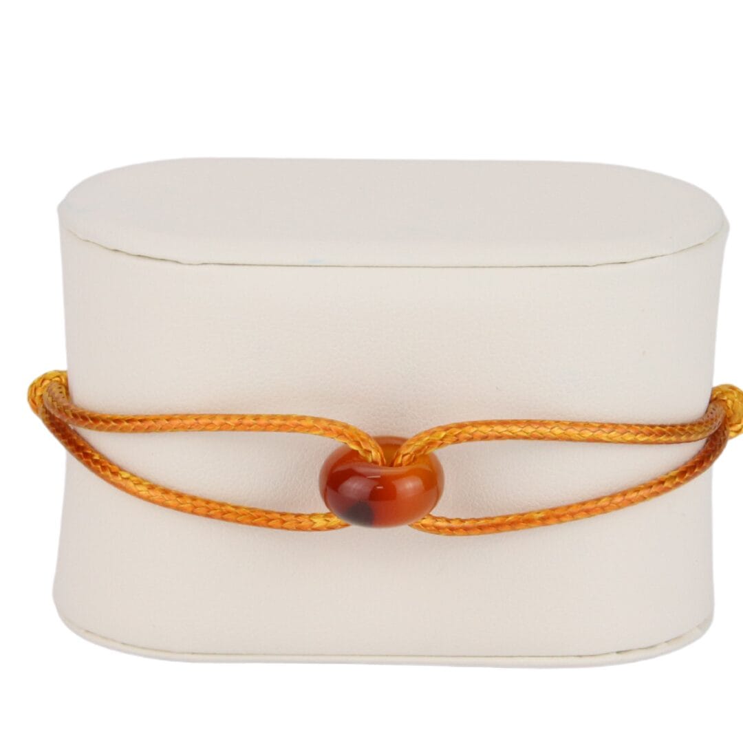 Bracelet Cordon Orange avec Anneau en Pierre Naturelle