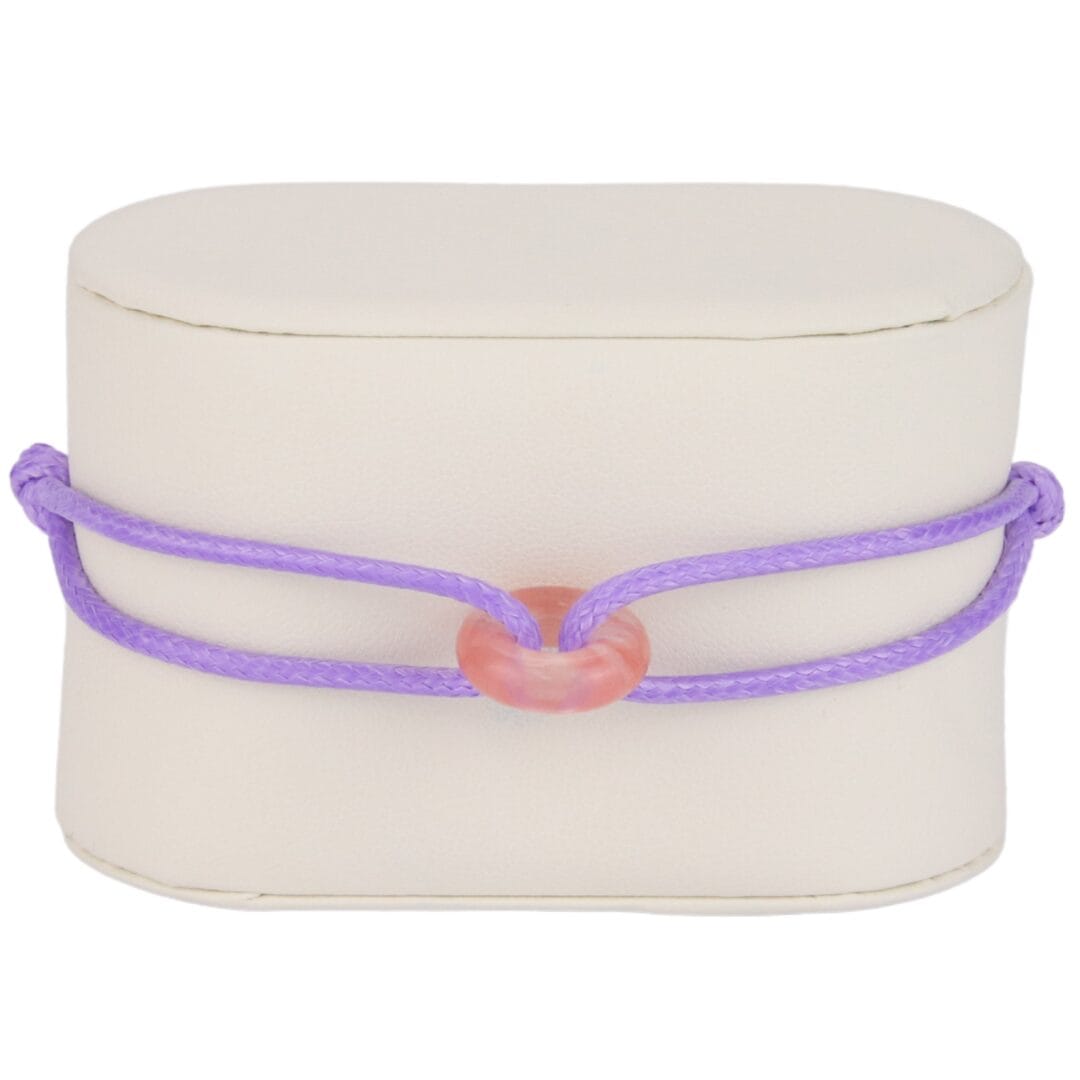 Bracelet Cordon Violet avec Anneau Rose