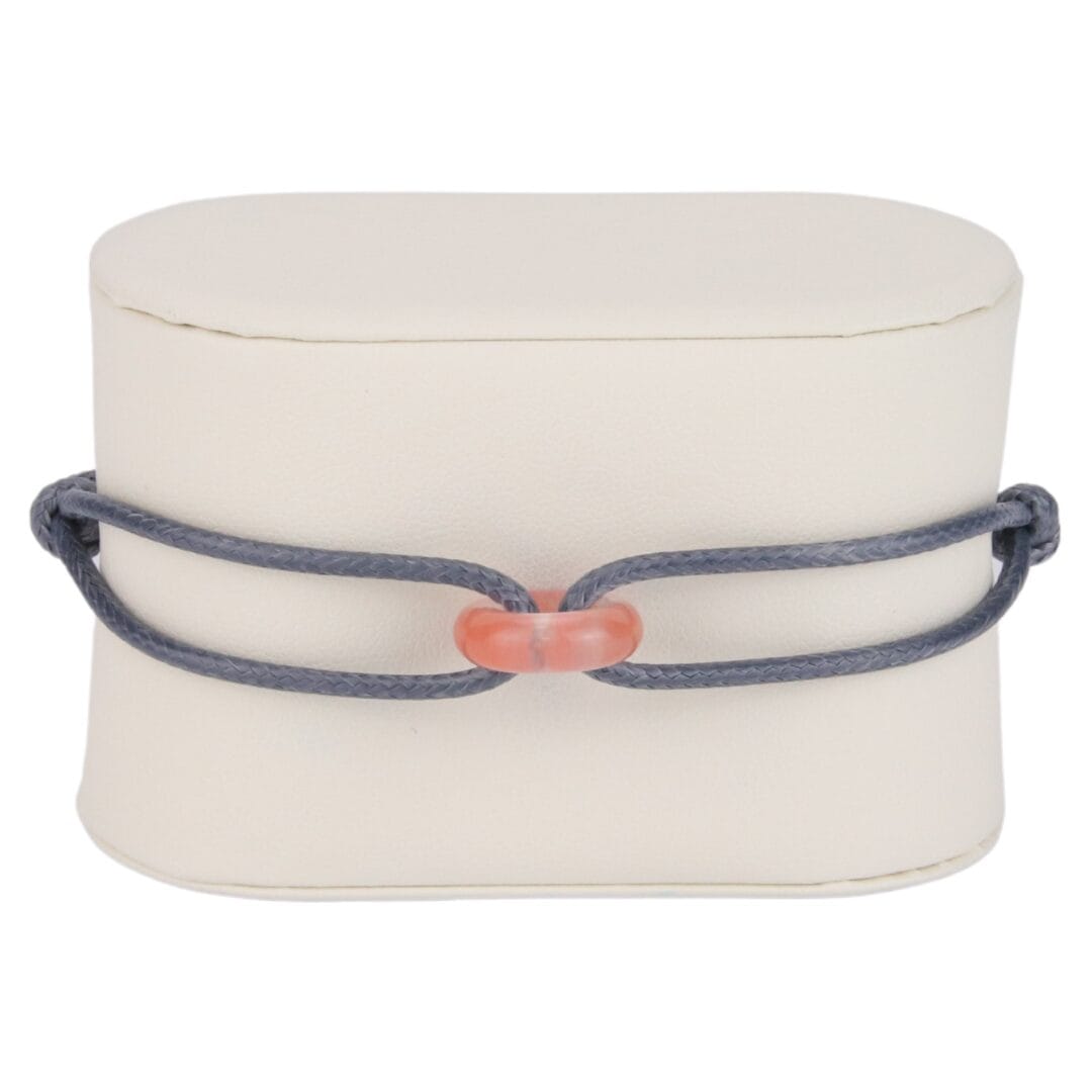 Bracelet Cordon Gris avec Anneau en Pierre Naturelle
