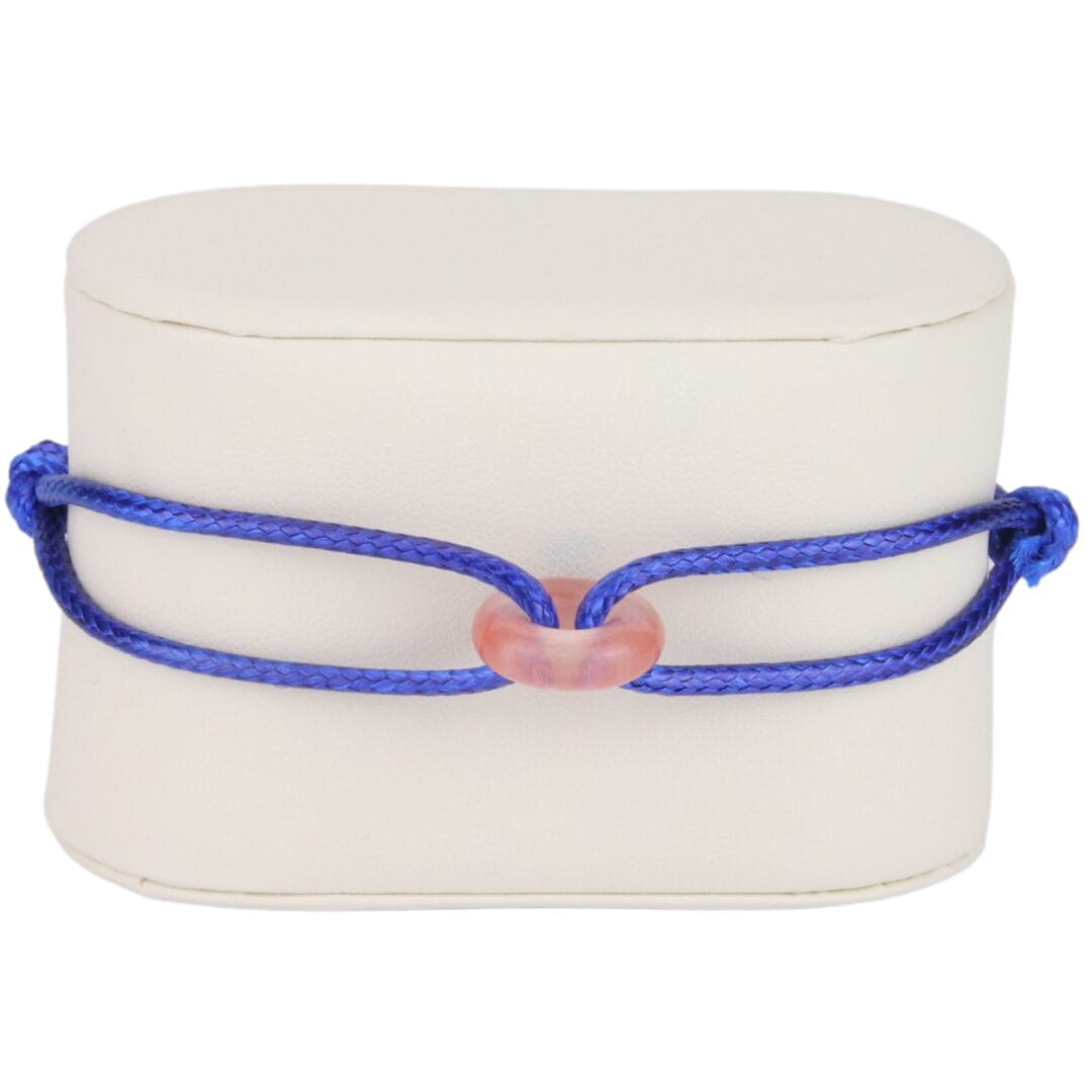 Bracelet Cordon Bleu Électrique avec Perle Rose