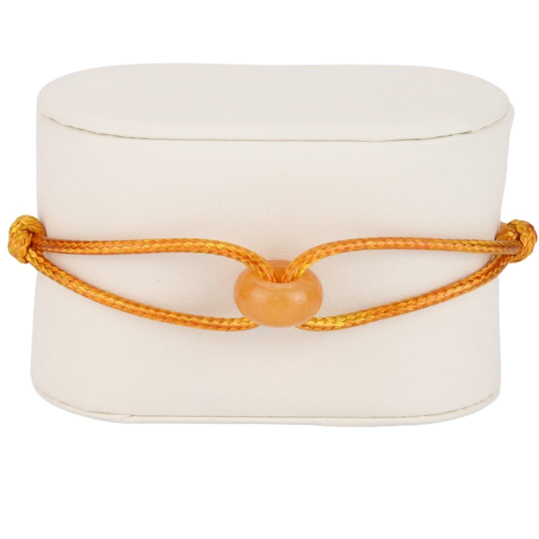 Bracelet Cordon Orange Doré avec Perle Orange Effet Pierre Polie