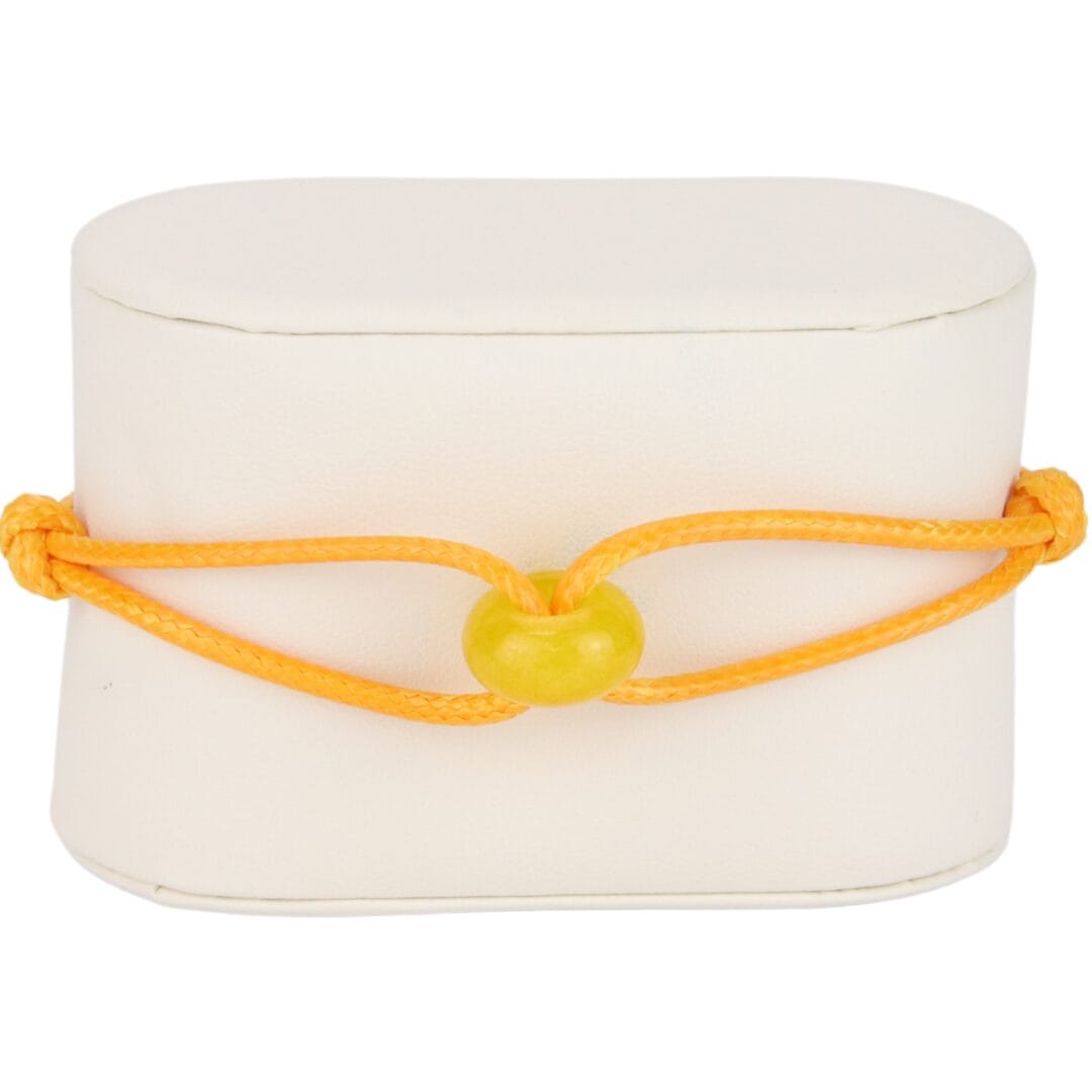 Bracelet Cordon Orange Doré avec Anneau en Pierre Naturelle Jaune