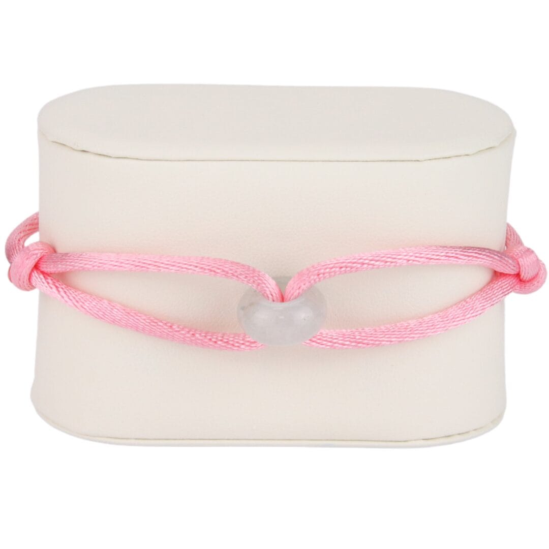 Bracelet Cordon Rose Clair avec Perle Blanche