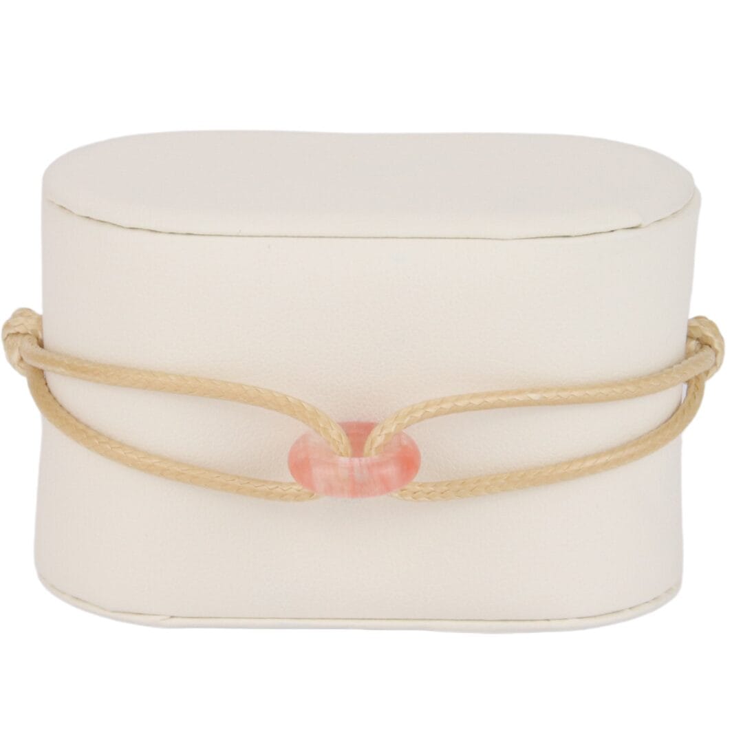 Bracelet Cordon Beige avec Anneau Rose