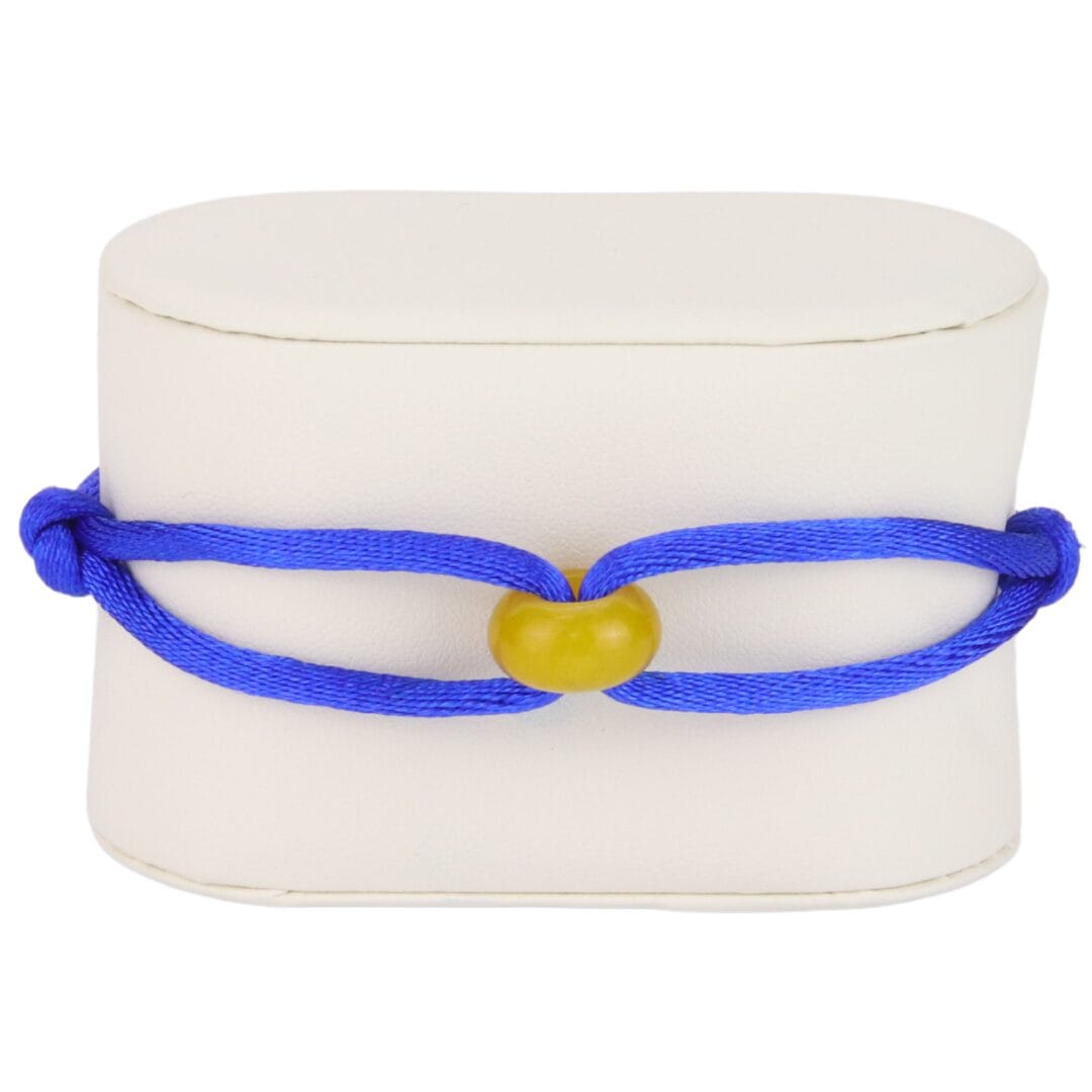 Bracelet Cordon Bleu Royal avec Perle Jaune Satinée