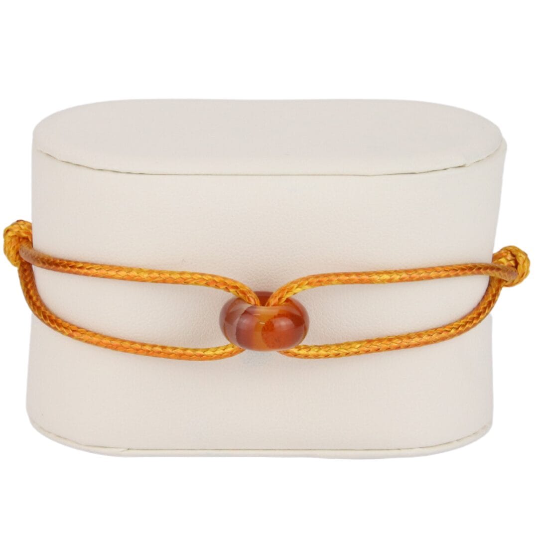 Bracelet Cordon Jaune avec Anneau en Pierre Orange