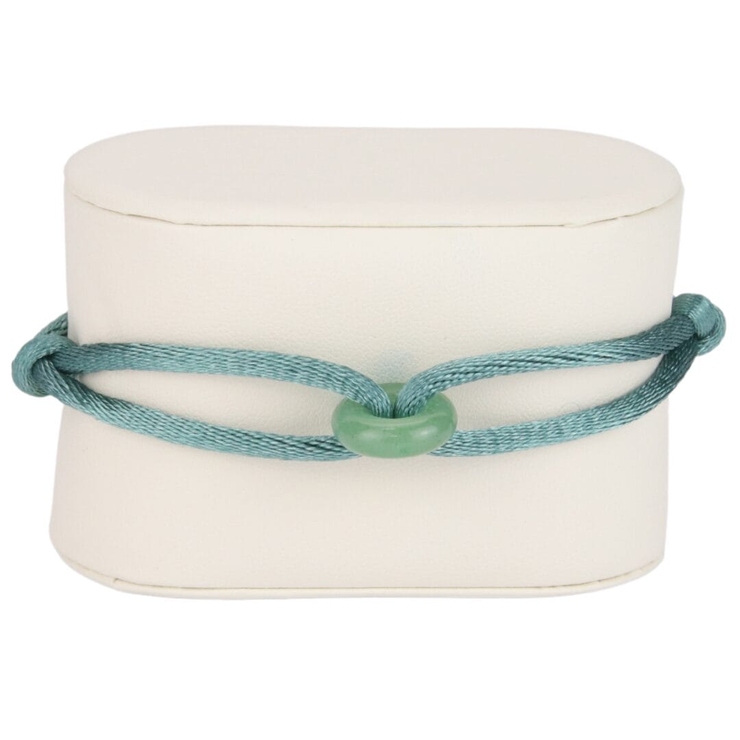 Bracelet Cordon Bleu Sarcelle avec Perle Verte