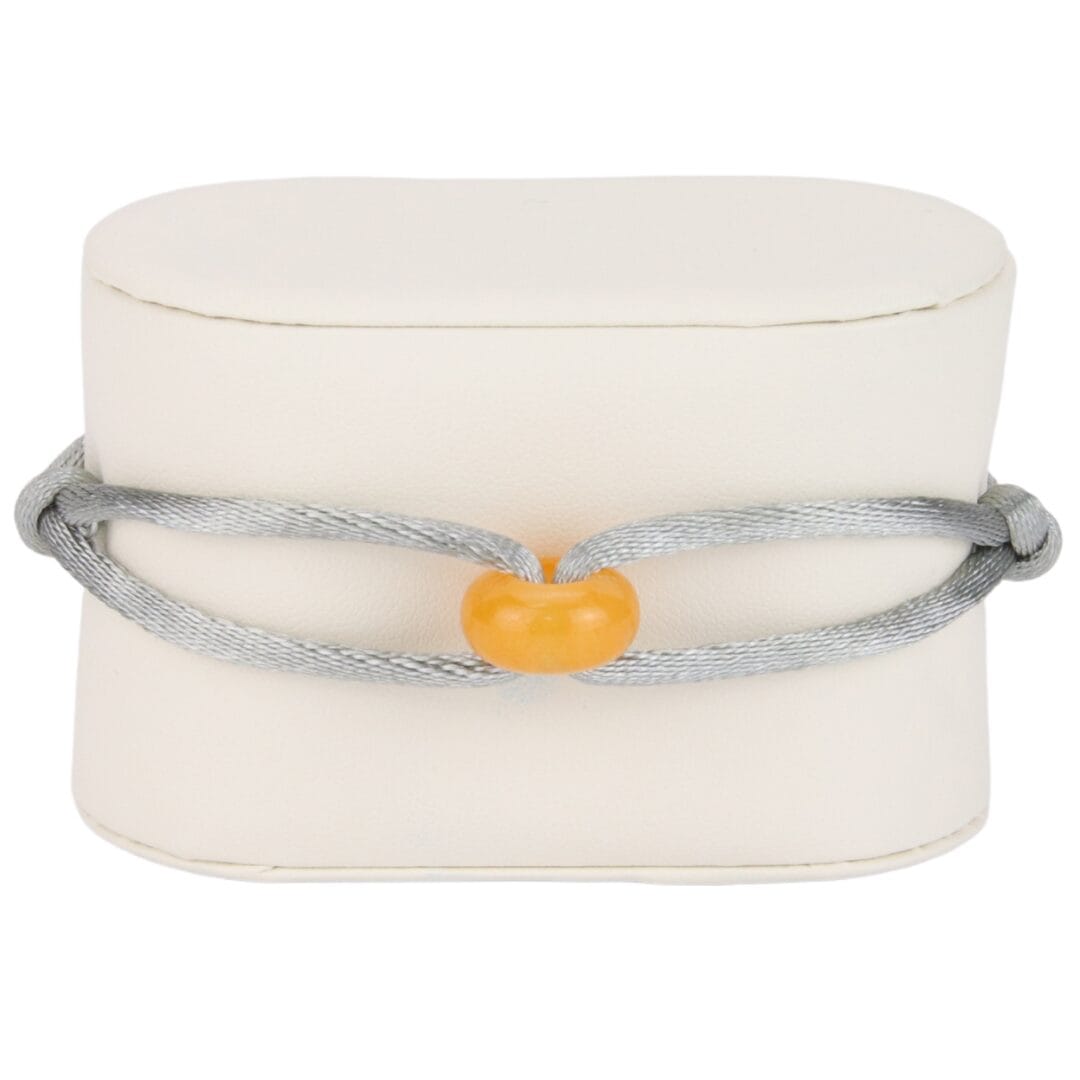 Bracelet Cordon Gris Clair avec Perle Orange Brillante