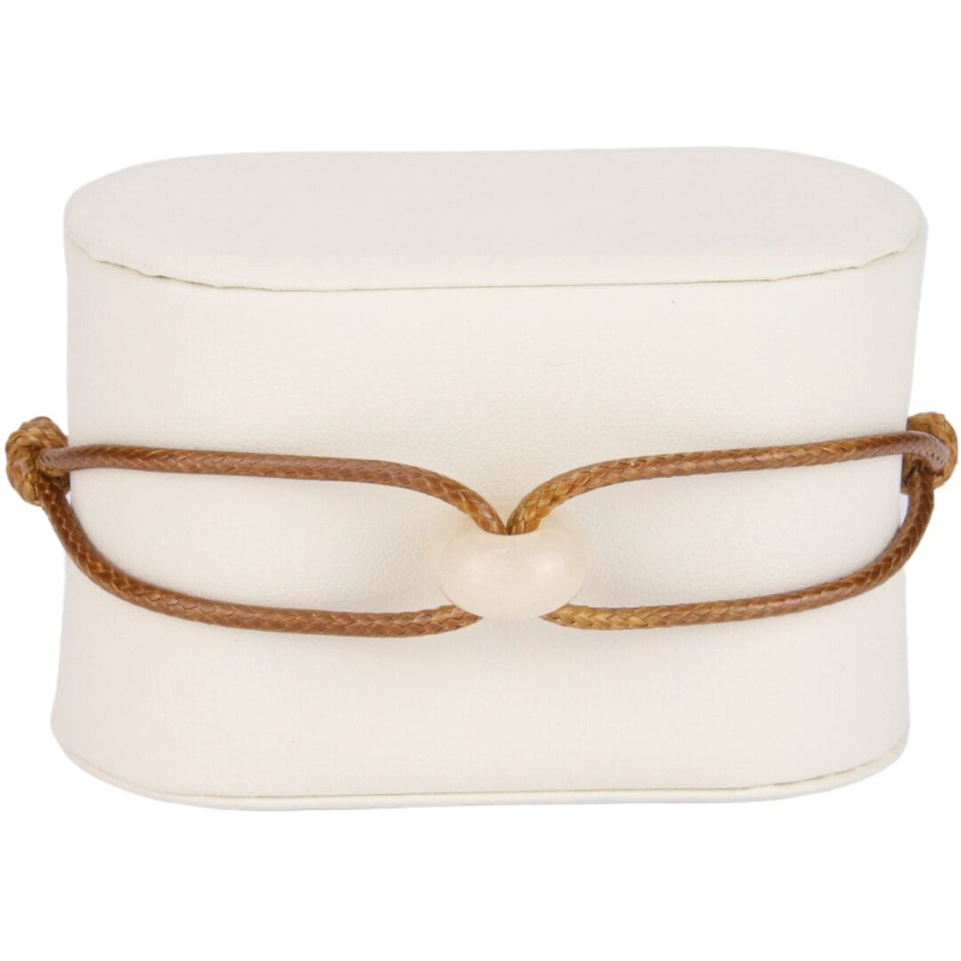 Bracelet Cordon Marron avec Perle Blanche