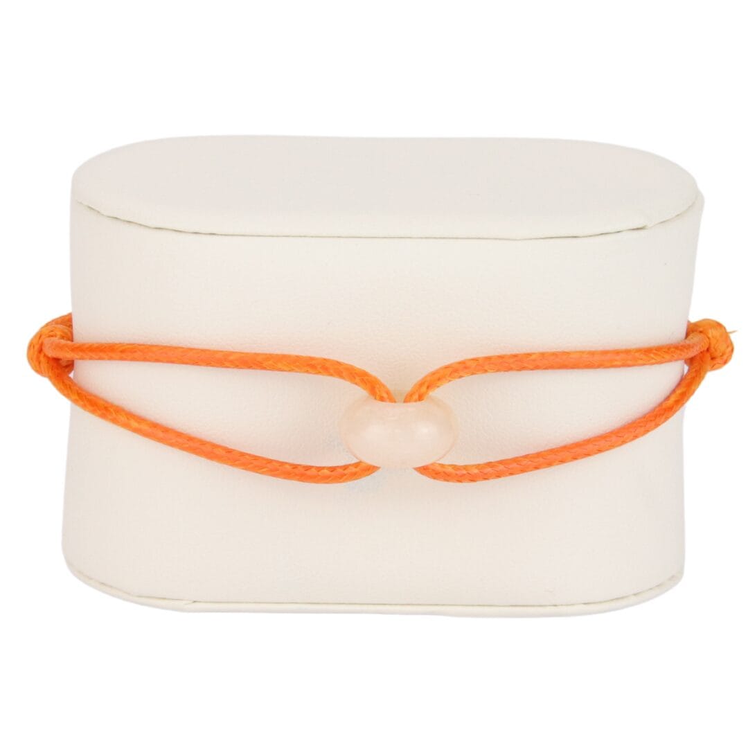Bracelet Cordon Orange avec Anneau en Pierre Naturelle Beige