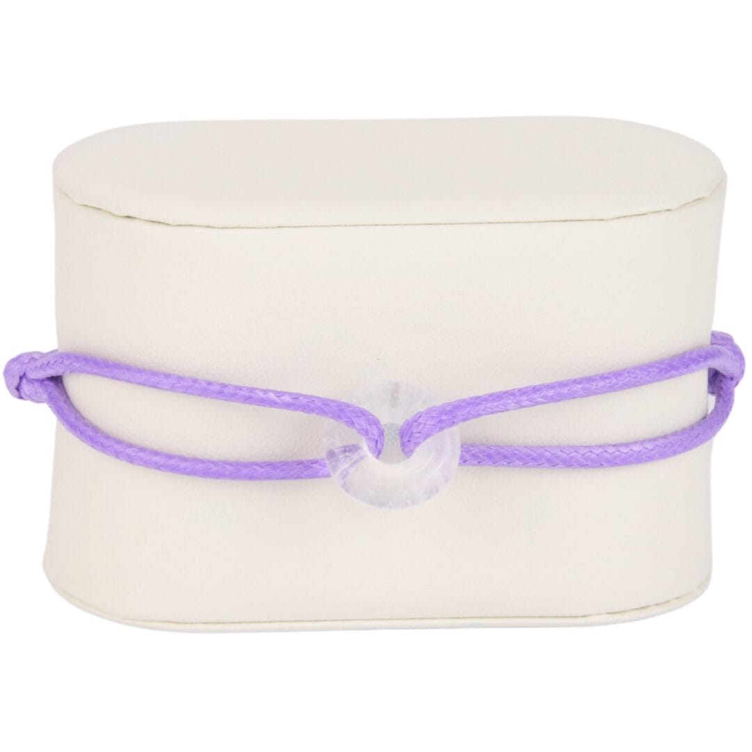 Bracelet Cordon Violet avec Anneau en Pierre Naturelle Cristal