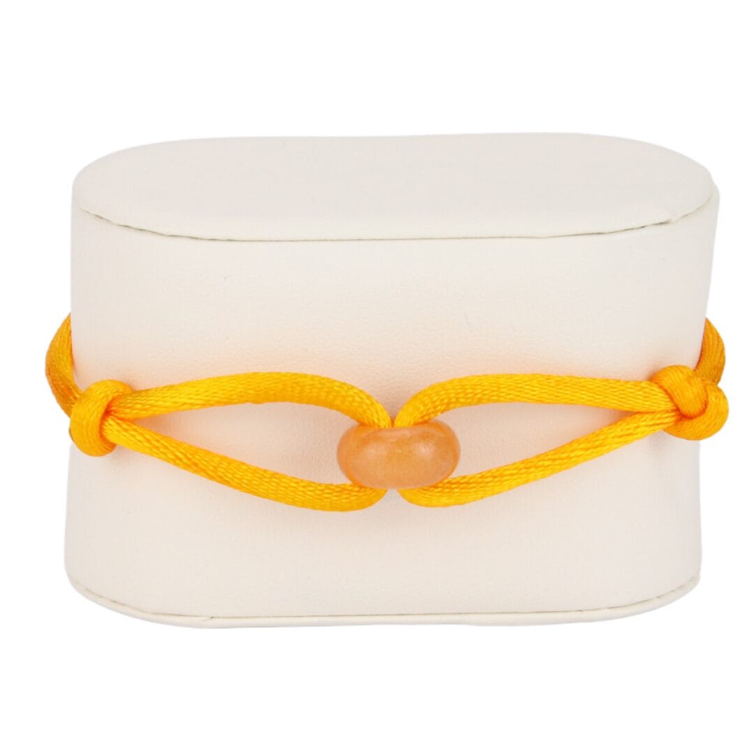 Bracelet Cordon Orange Vif avec Perle Effet Pierre Pêche