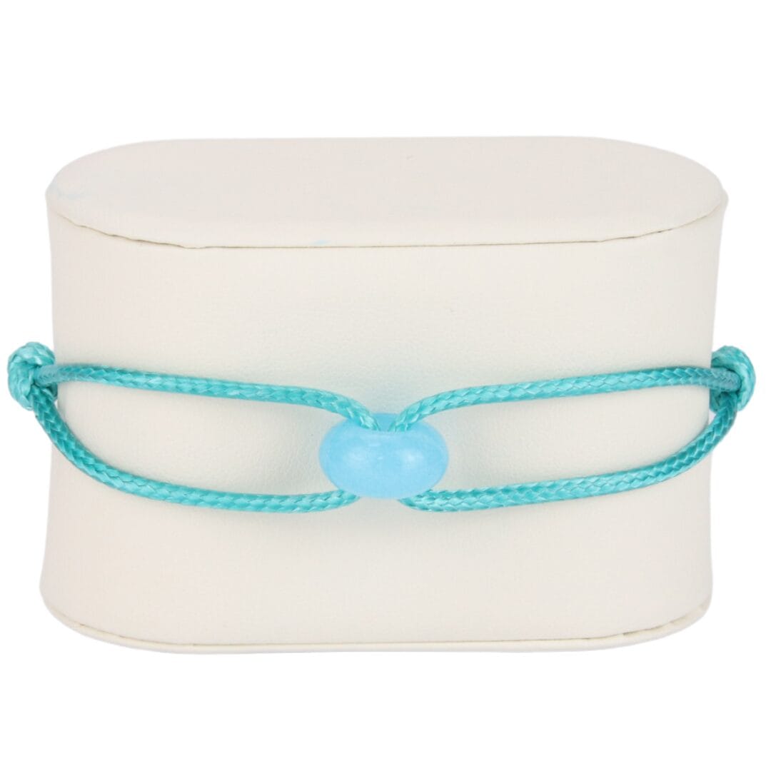 Bracelet Cordon Bleu Azur avec Anneau en Pierre Naturelle