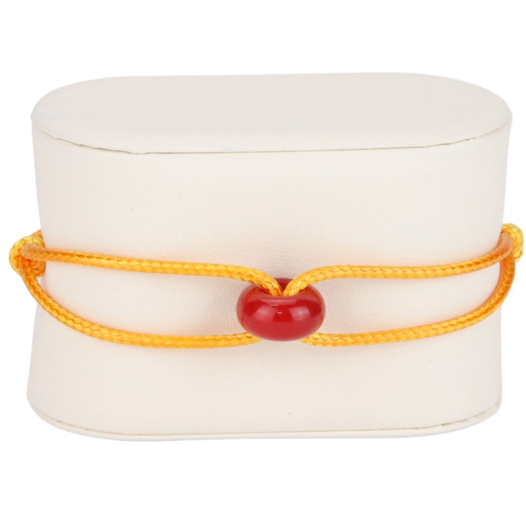 Bracelet Cordon Jaune avec Perle Rouge