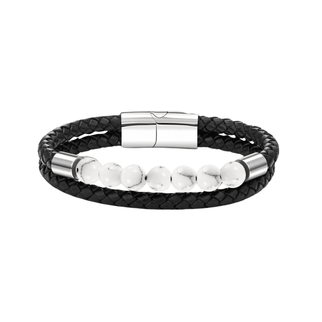 Bracelet Rafahyati perles de howlite blanche