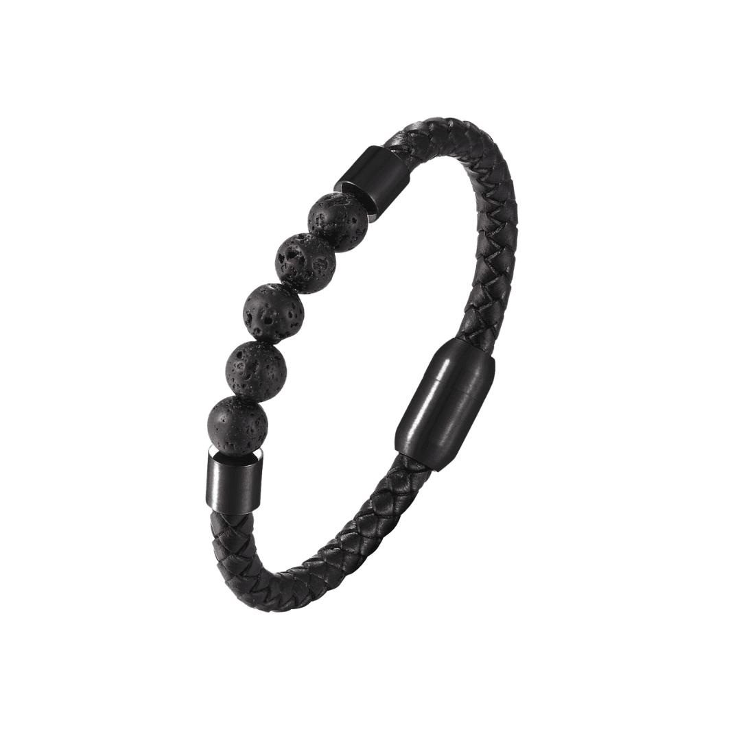 Bracelet Énergie Volcanique Pierres de Lave Noires