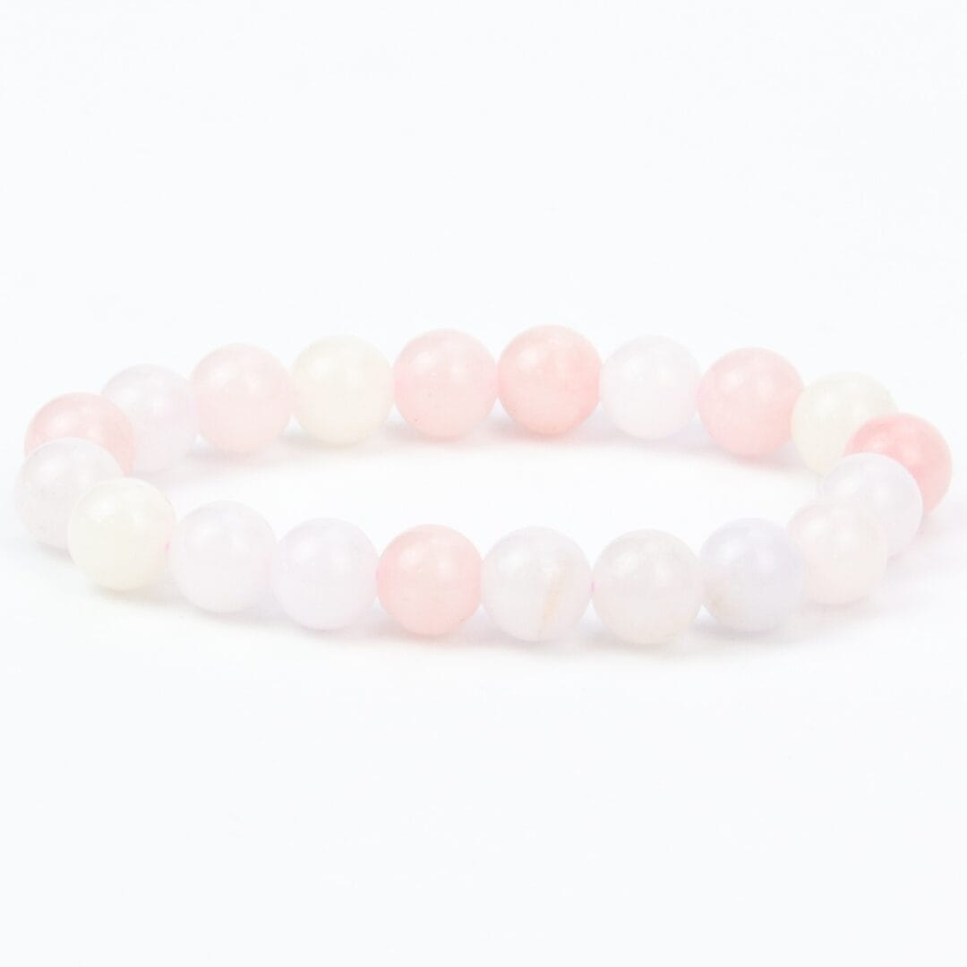 Bracelet en Quartz Rose et Blanc 10mm