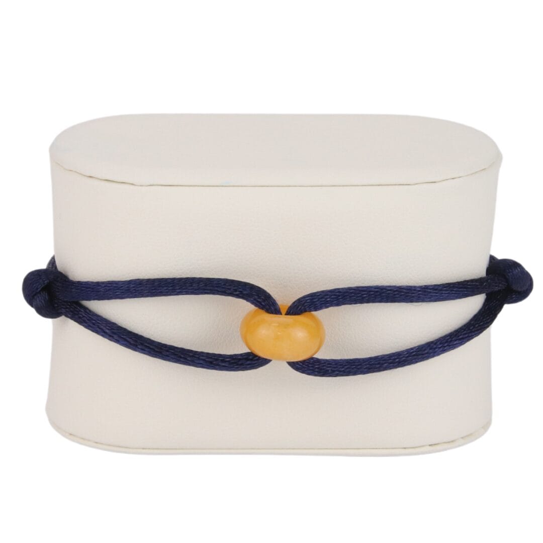 Bracelet Cordon Bleu Nuit avec Anneau Jaune