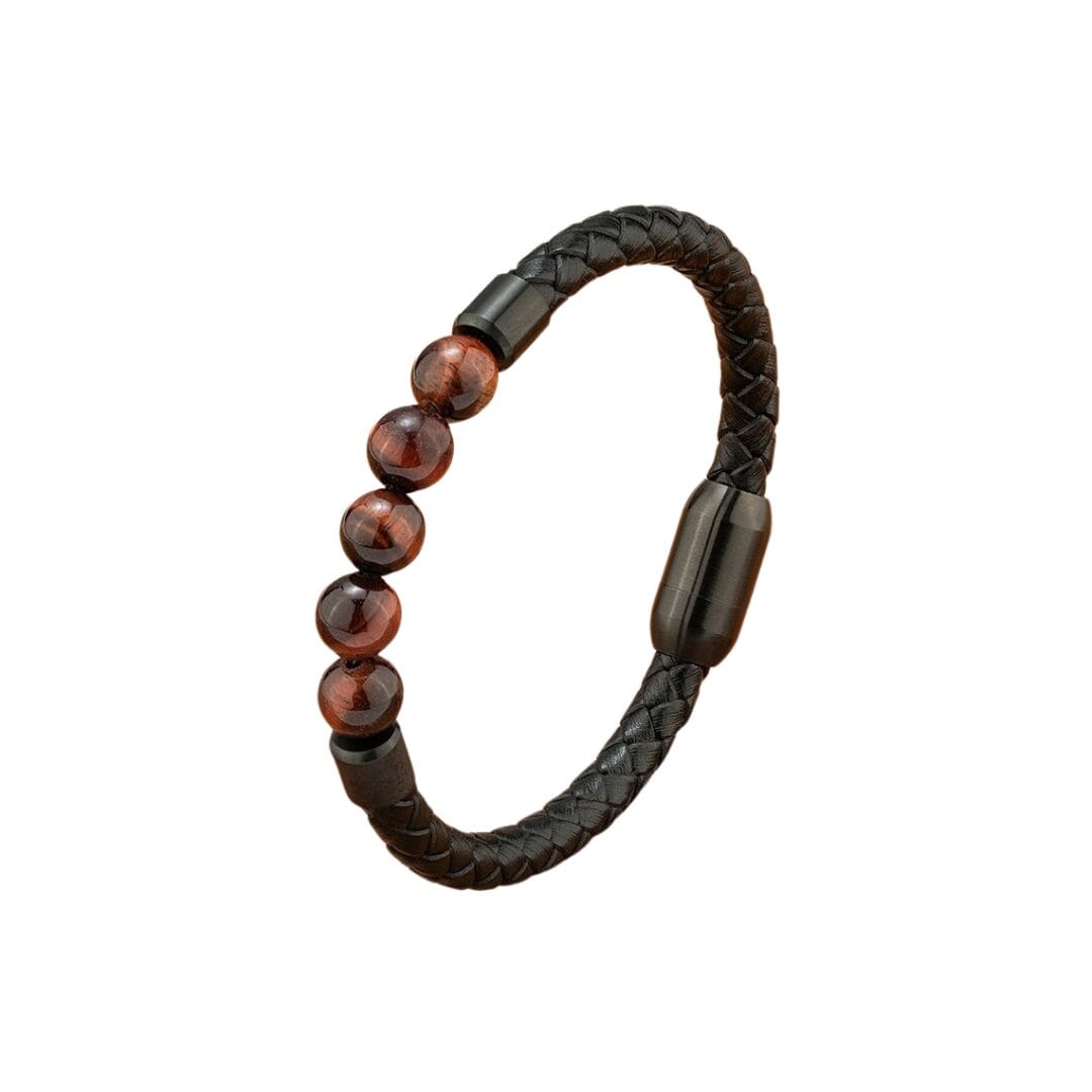 Bracelet Homme Rafahyati –Perles Œil de Tigre Rouge