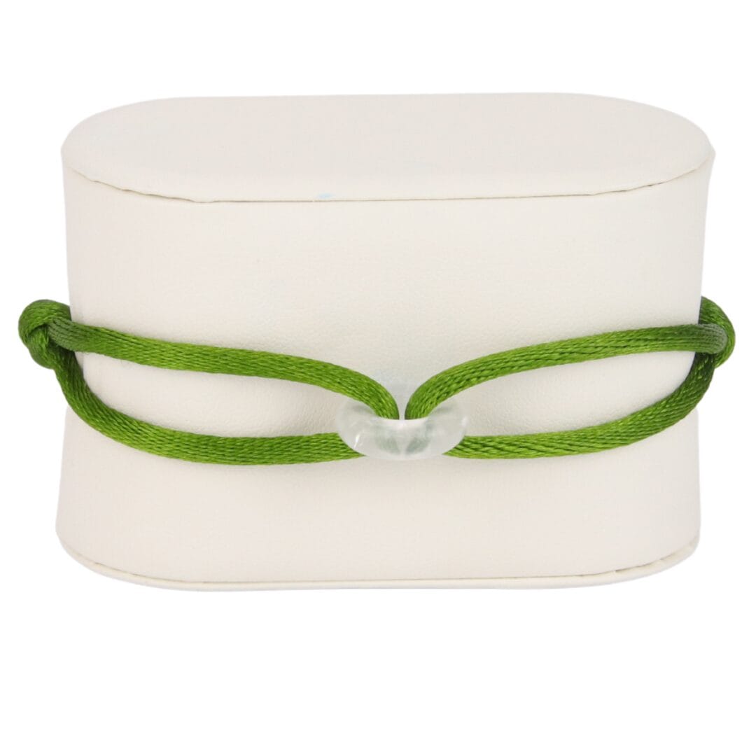 Bracelet Cordon Vert Éclat avec Perle Transparente