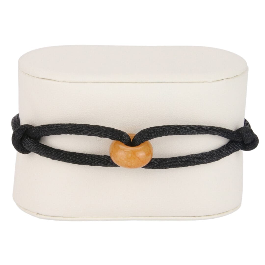 Bracelet Cordon Noir avec Perle Effet Pierre Orange