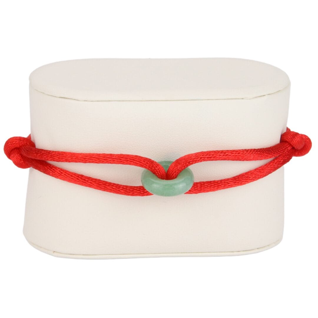 Bracelet Cordon Rouge avec Perle Verte