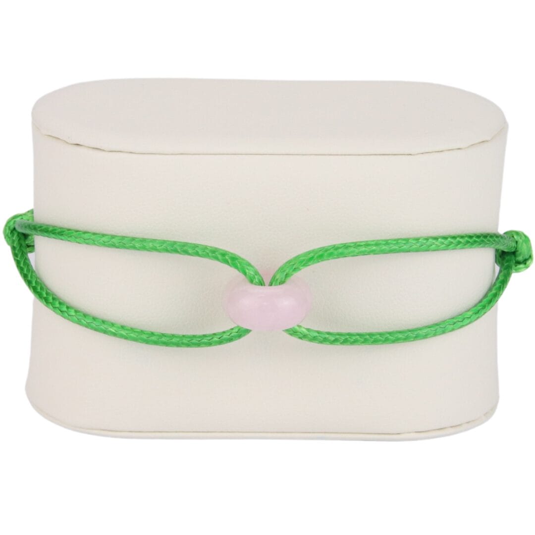 Bracelet Cordon Vert avec Perle Rose