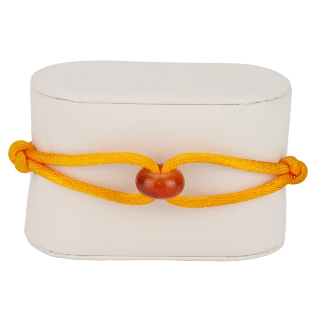 Bracelet Cordon Orange avec Perle Rouge