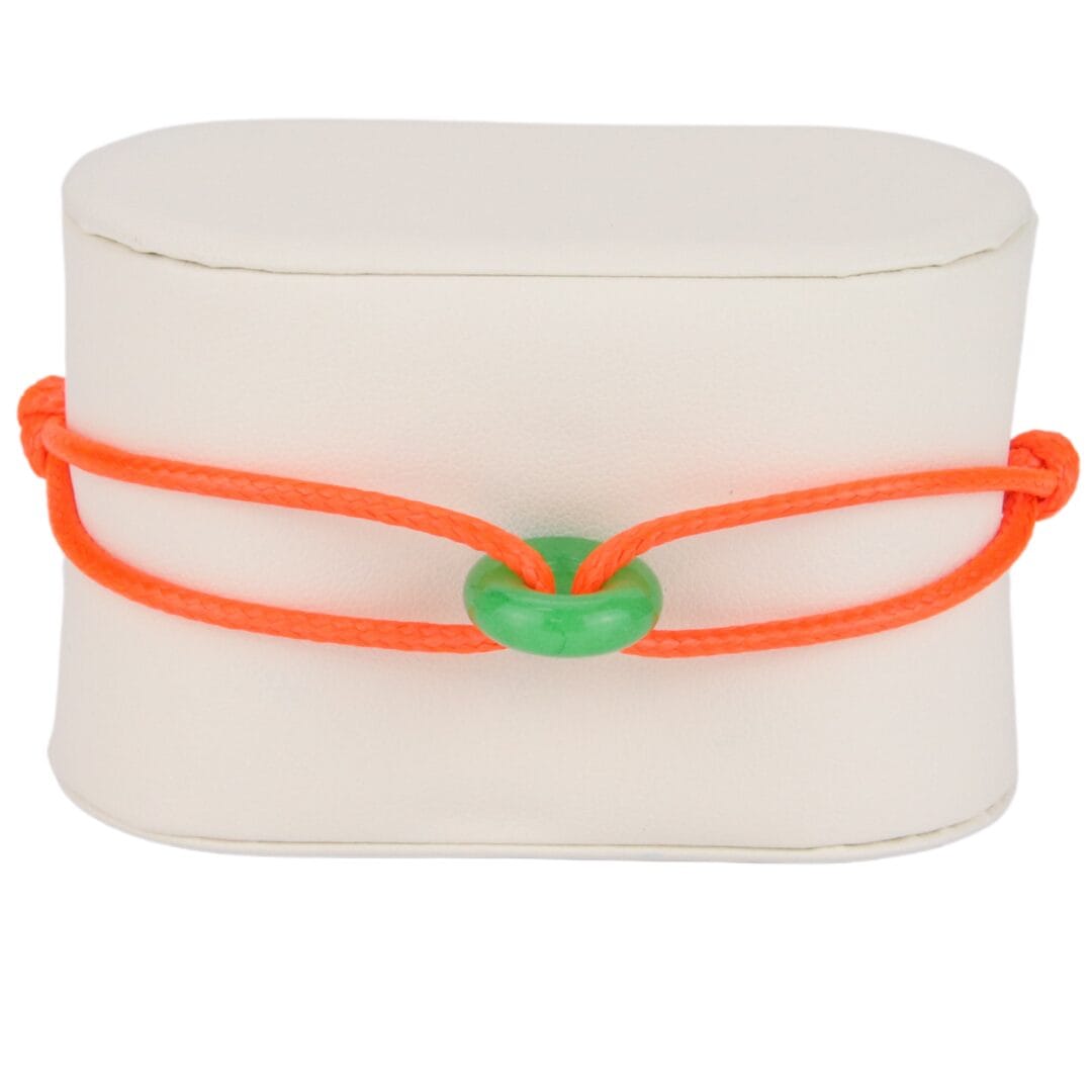 Bracelet Cordon Orange Fluo avec Anneau Vert