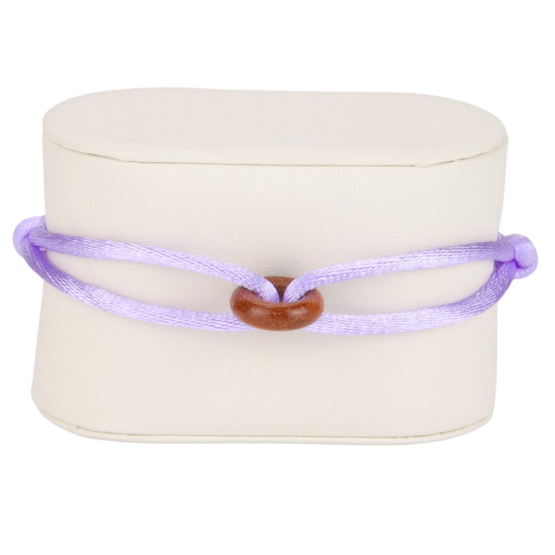 Bracelet Cordon Lavande avec Perle Effet Pierre Sablée Brune