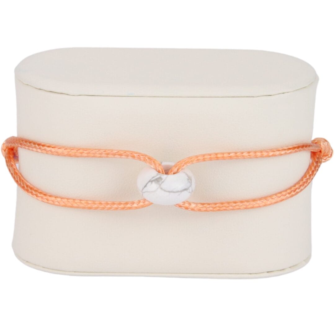 Bracelet Cordon Pêche avec Perle Blanche Marbrée