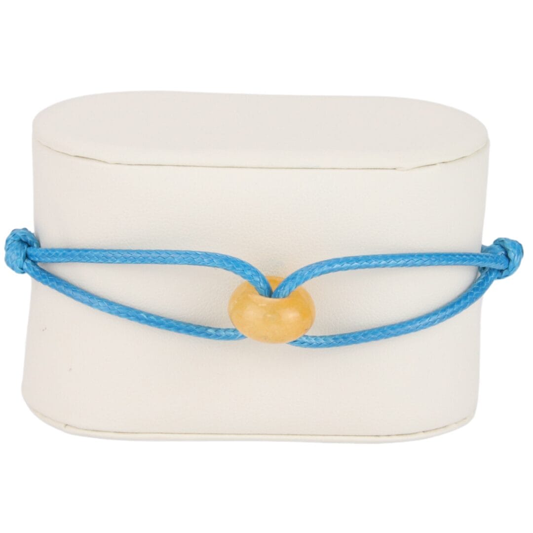 Bracelet Cordon Bleu avec Anneau en Pierre Naturelle Jaune