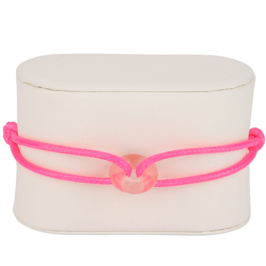 Bracelet Cordon Rose avec Anneau en Pierre Naturelle