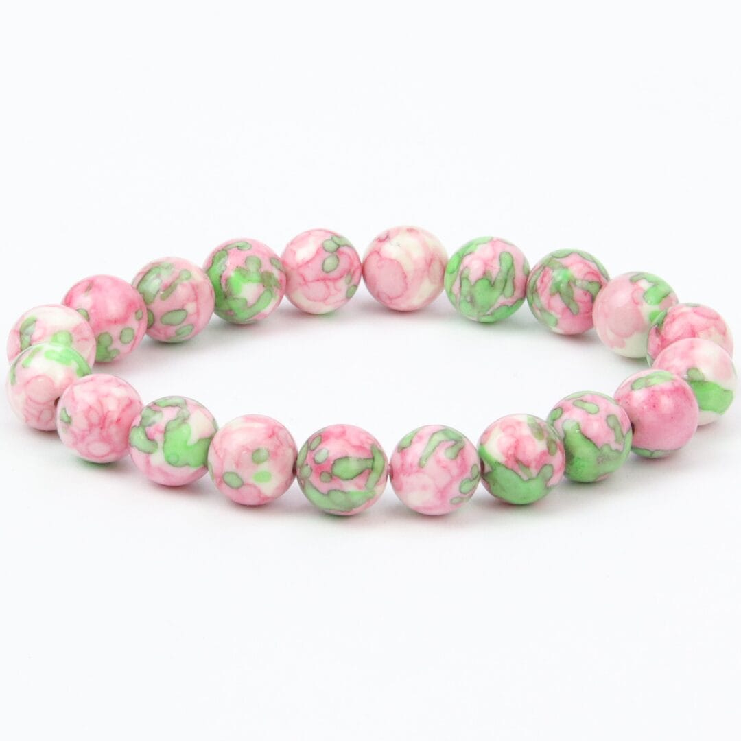 Bracelet en Jaspe Rose et Vert 10mm