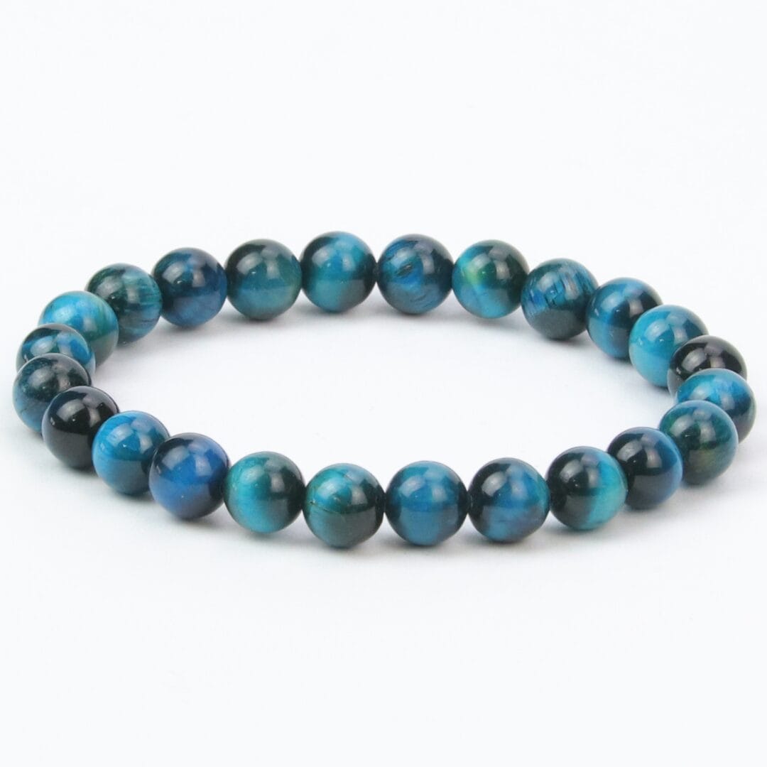 Bracelet en Œil de Tigre Bleu 8mm