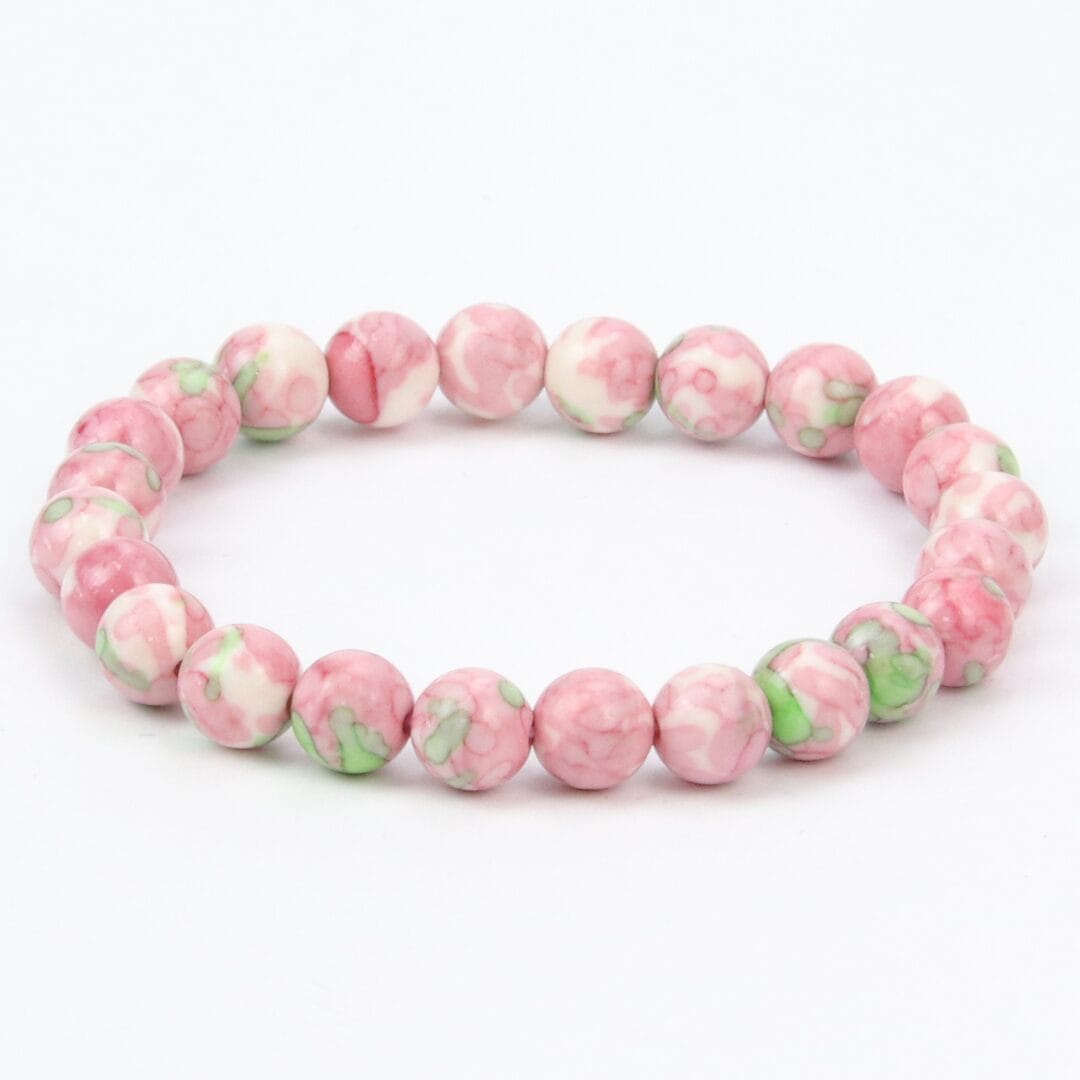 Bracelet en Pierre Naturelle Rose et Verte 8mm