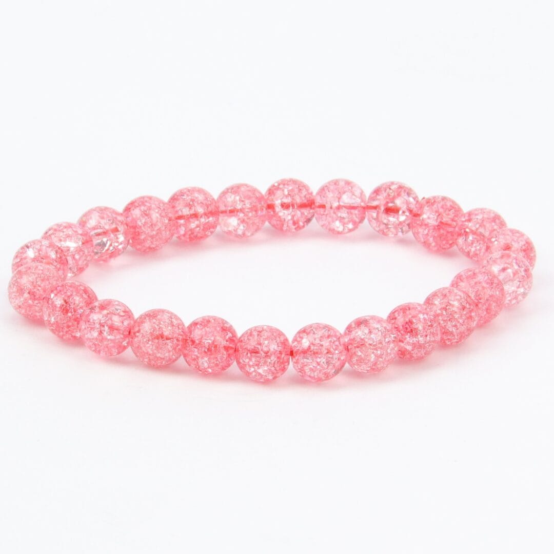 Bracelet en Quartz Craquelé Rose 8mm